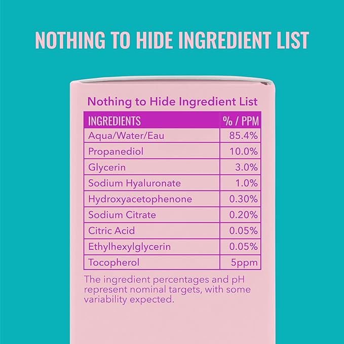 Good Molecules Hyaluronic Acid Serum - 1% Hyaluronic Acid Non-Greasy Ultra hydrating Serum Facial Moisturizer for Plumper Skin, Skin Care for Face