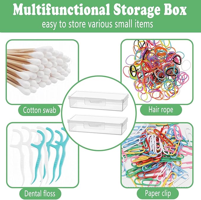 Cotton Swab Holder for Travel, 2 Pcs Portable Small Dental Floss Holder Clear Plastic Cotton Pad Holder, Travel Floss Picks Case Storage Containers with Dustproof Lid