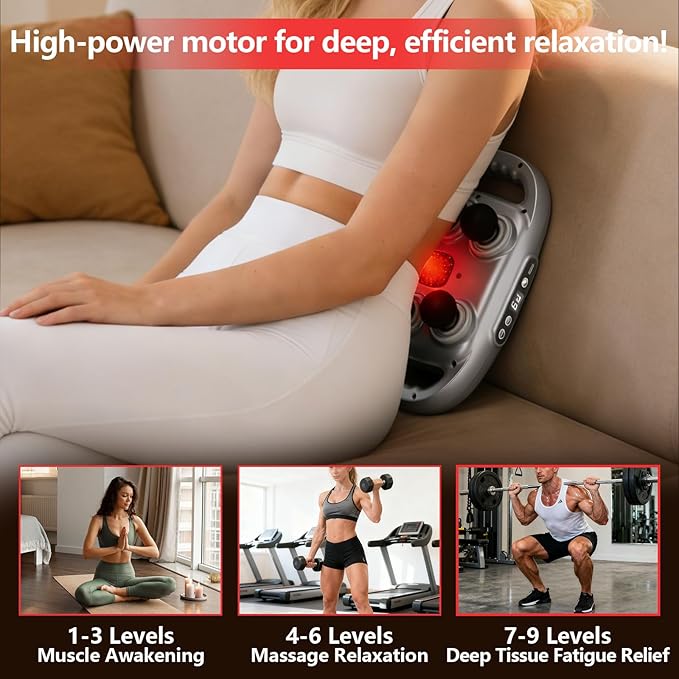 6 Head Massage Gun for Deep Tissue - 9Levels & 9Modes Electric Massagers.This Powerful Massage Tools Provide Effective Pain Relief to the Back,Legs,Waist.It's an Ideal Gift for Family and Friends.