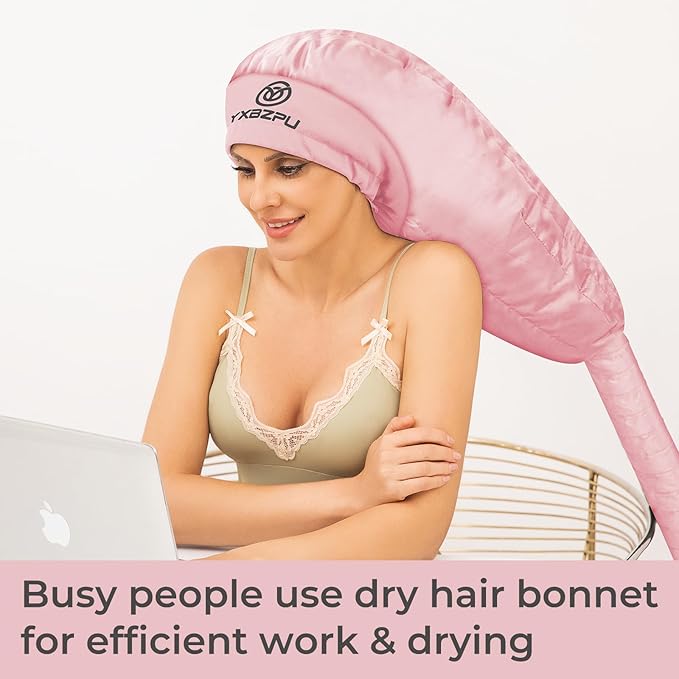 Bonnet Hair Dryer,Hooded Hair Dryer Attachment, Dryer Hooded Diffuser Cap for Curly,Speeds Up Drying Time,Safety Deep Conditioning at Home(Pink)