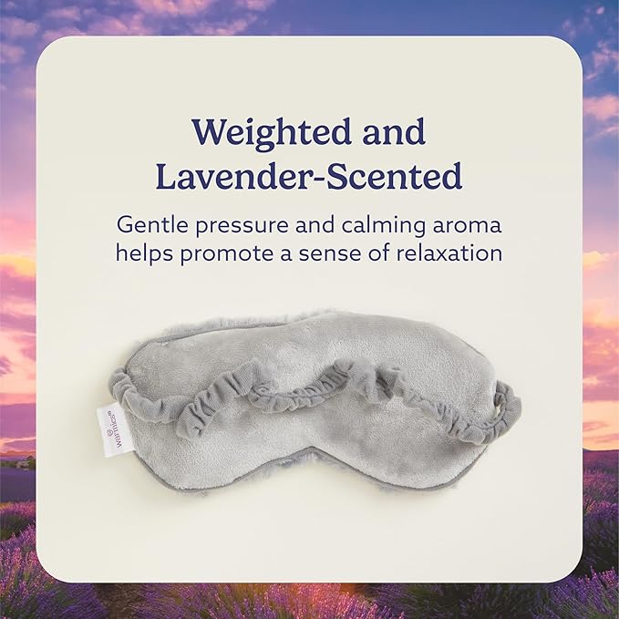 warmies Microwavable Eye Mask for Warmth & Comfort - Heating & Cooling Compress for Calming Relaxation - Weighted & Heated Eye Mask with Scented Lavender for Sleeping - Curly Gray