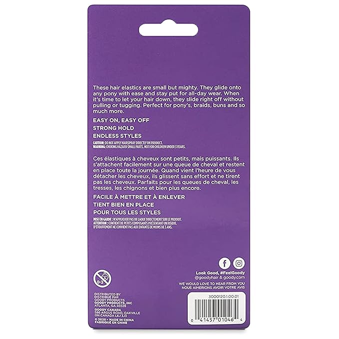 Goody Ouchless Polyband Hair Ties - 250 Ct, Clear, Latex Hair Bands for Women's Hair, Easy Glide, Ultra-Strong Hold Hair Accessories for Women & Men, Secure Hold Ridge Design, All Hair Types