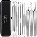 Professional Pimple Popper Tool Kit,10 PCS Blackhead Remover Kit,Extractor Acne Removal Kit for Easy Removal for Pimples,Comedone Extractor Tools for Removing Zit,Acne Removal Kit (Silver)