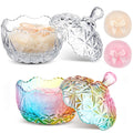 Tioncy 4 Pcs Large Body Powder Puff and Container Extra Large Body Powder Puff Dish Soft Washable Reusable Fluffy Makeup Sponge Wet Dry(Diamond,Colorful and Clear)