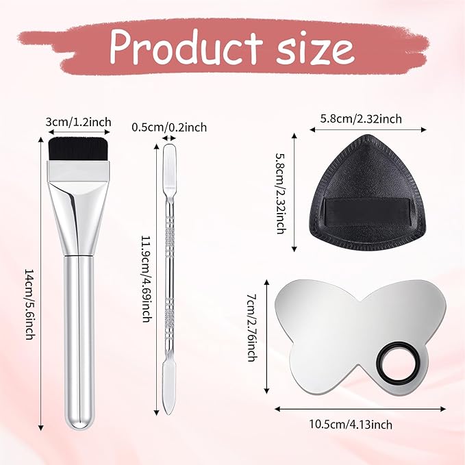 Makeup Mixing Palette Korean Set with Foundation Brush and Spatula, Professional Stainless Steel Butterfly Makeup Palette Reusable Beauty Tools for Facial Cosmetic,Nail Art,Pigment Blending