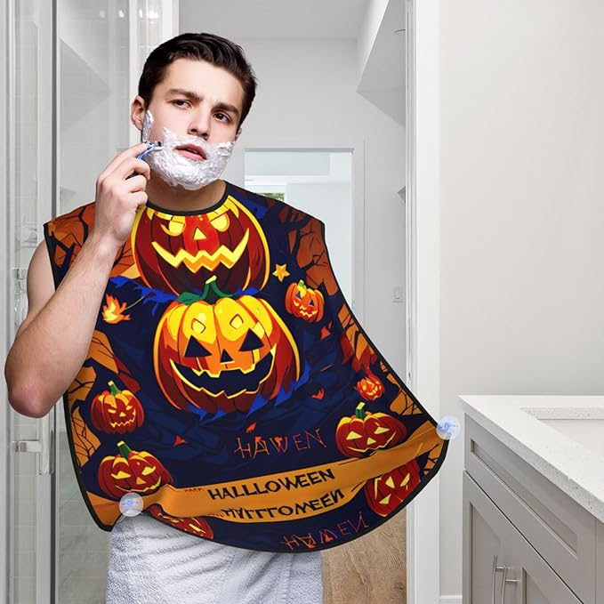 Monochrome Sketch Style Gaming Print Beard Bib Shaving Apron, Beard Hair Trimming Cape Gift For Dad