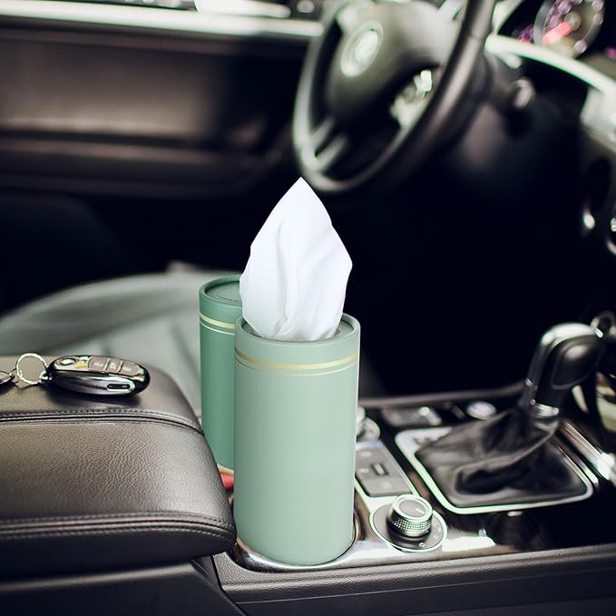 12 Pack Car Tissue Cylinder Holder Bulk with 3 Ply Facial Tissues, Round Napkin Holders for Cup Holder Cylinder Travel Paper Tubes Bulk Round Napkin Boxes Packs (Fresh Color)