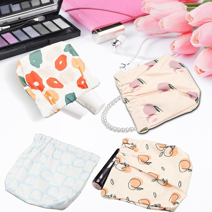 CANIPHA Pocket Cosmetic Bag, Waterproof Portable Small Makeup Bag No Zipper Self-Closing Small Makeup Pouch for Women Mini Makeup Bag Travel Storage for Cosmetics Headphones Jewelry