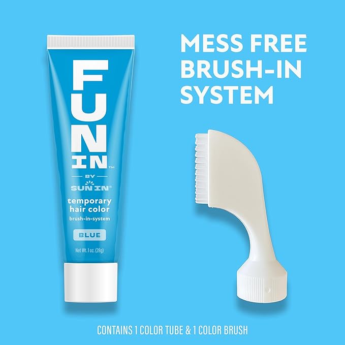 Fun In by Sun In Temporary Hair Color with Easy Brush Applicator for Kids, Teens & Adults - Washable One day color for Festivals, Events & Parties - All Hair Types