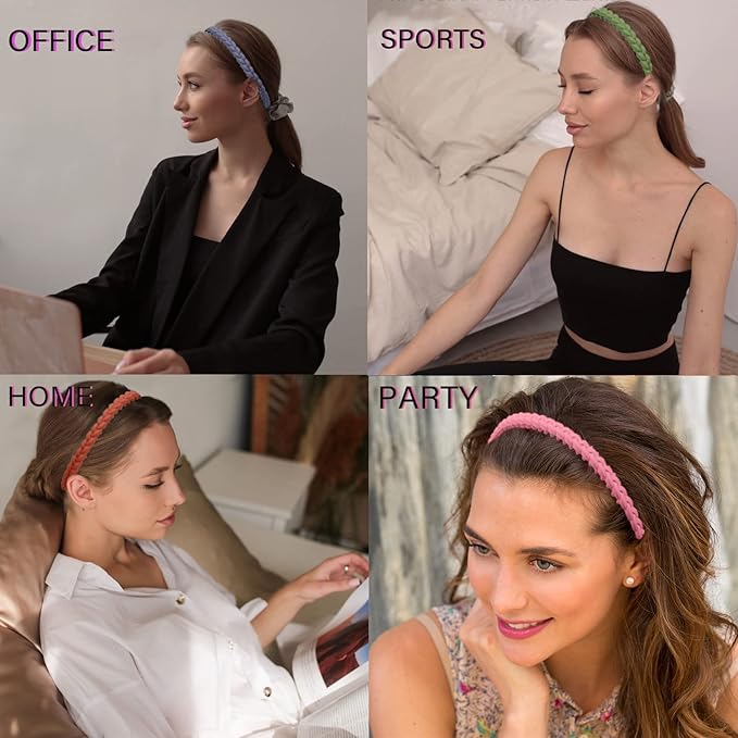 LAPOHI 10 PCS Colorful Fashion Effortless Plastic Headbands with Teeth No Slip Comb Hair Bands for Women, Men, Teen Girls