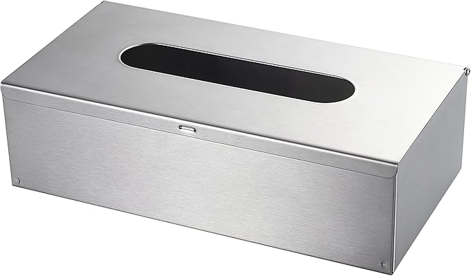 JunSun Rectangular Tissue Box Cover - Napkin Holder, Facial Tissue Storage Box - Decorative Holder for Bathroom, Bedroom, Nightstand, Office - Stainless Steel, Brushed Nickel