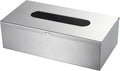 JunSun Rectangular Tissue Box Cover - Napkin Holder, Facial Tissue Storage Box - Decorative Holder for Bathroom, Bedroom, Nightstand, Office - Stainless Steel, Brushed Nickel