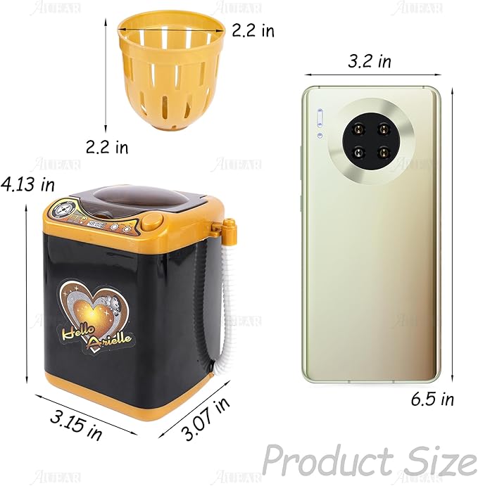AUEAR, Makeup Brush Sponge Washing Machine Cleaner Device Plastic Automatic Cleaning (Black, Comes with Bucket)