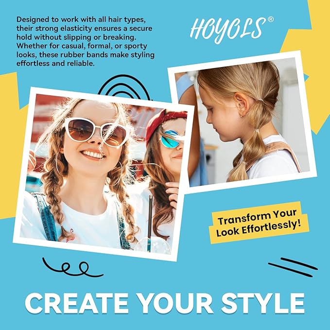 HOYOLS Clear Elastic Hair Bands, 2500 Small Rubber Bands Braids for Girls Kids Women Non-Slip Tiny Soft Hair Ties Accessories Value Pack TPR