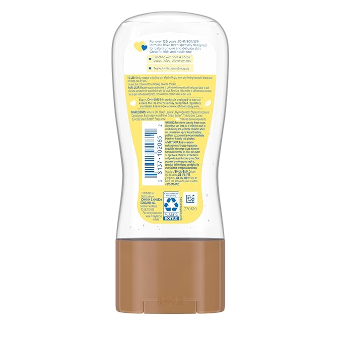 Johnson's Baby Oil Gel, Moisturizing Baby Massage Mineral Oil Enriched with Shea & Cocoa Butter, Dry Skin Relief for Babies, Kids & Adults, Nourishing & Gentle on Delicate Skin, 6.5 fl. oz, 6 Pack