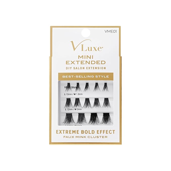 VLuxe Faux Mink Lash Cluster Mini Extended, 14 10-14mm Seamless DIY Lash Extensions, Lightweight Ultra Comfort False Eyelashes with Thin Microband for Natural Blending, Refill for Mini Lash Palette