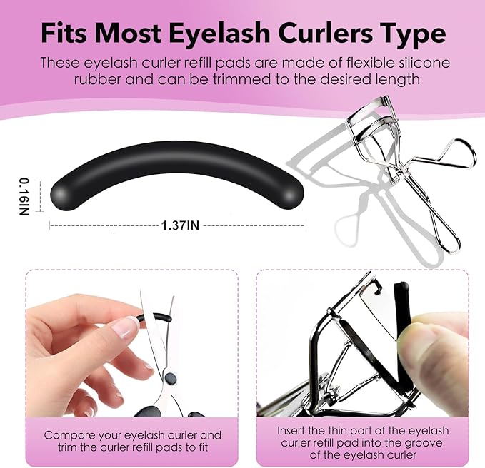 100PCS Eyelash Curler Refills, Compatible with Tweezerman (Black)