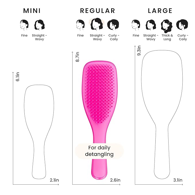 Tangle Teezer Ultimate Detangler Brush for Wet & Dry Hair, Eliminates Knots & Reduces Breakage for Straight to Wavy Hair Types, Runway Pink