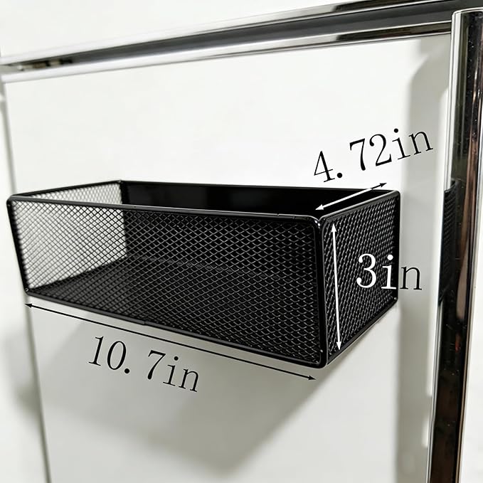 Magnetic Basket Organizer Holder for Fridge，Magnetic Shelf for Washing Machine， Magnetic Mesh Basket, Black Rectangular Steel Shelf Organizer, 10.43 x 4.92 x 3.15 Inches (Black , 1 pack)