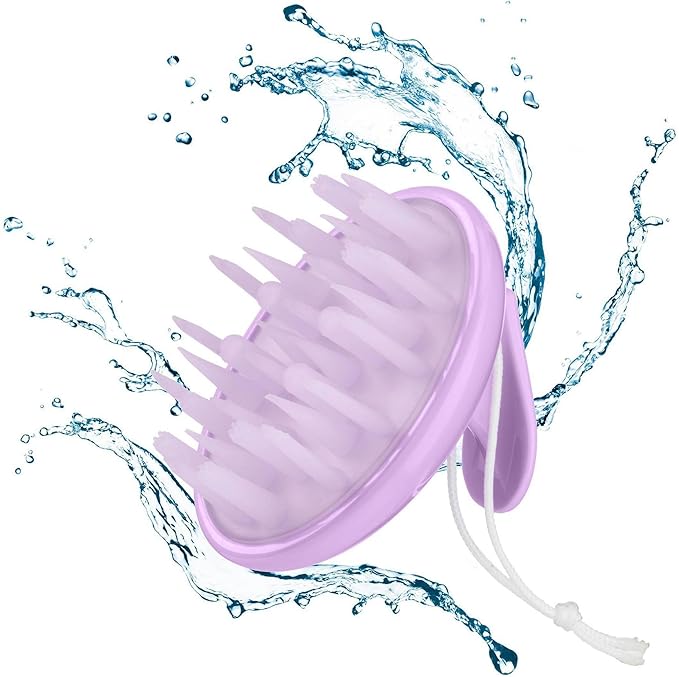Conair Scalp Massager Shampoo Brush – Deep Cleansing, Exfoliating & Stimulating Hair Scrubber for Healthy Scalp & Hair Growth, Soft Silicone Bristles, Comfortable Grip, All Hair Types, Purple