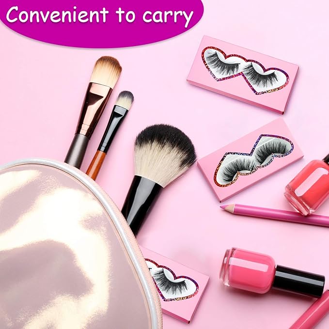 Maitys 60 Pcs Empty Eyelashes Packaging Box and Tray 30 Pieces Empty Eyelash Boxes Pink Lash Packaging Case with 30 Pieces Eyelash Tray False Eyelashes Storage Container