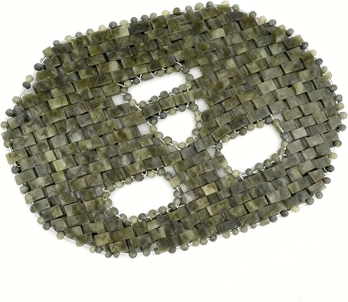 Natural Jade Sleep Mask Facial Eye Cooling Stone Massage Tools for Puffy Eyes Dark Circles (Green)