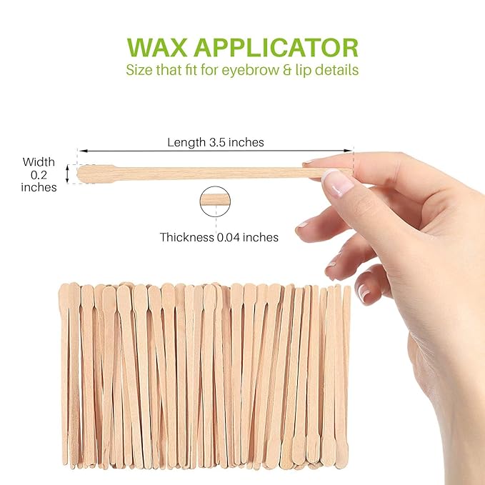 Mibly 600 Pcs Wooden Wax Sticks - Eyebrow, Lip, Nose Small Waxing Applicator Sticks for Hair Removal and Smooth Skin - Spa and Home Usage