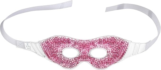Eye See Gel Eye Mask, Pink - Cold Compress Ice Pack with Gel Beads - Microwave Safe for Heat Therapy - Great for Puffy Eyes, Dark Circles, Dry Eyes, Soothing Headaches