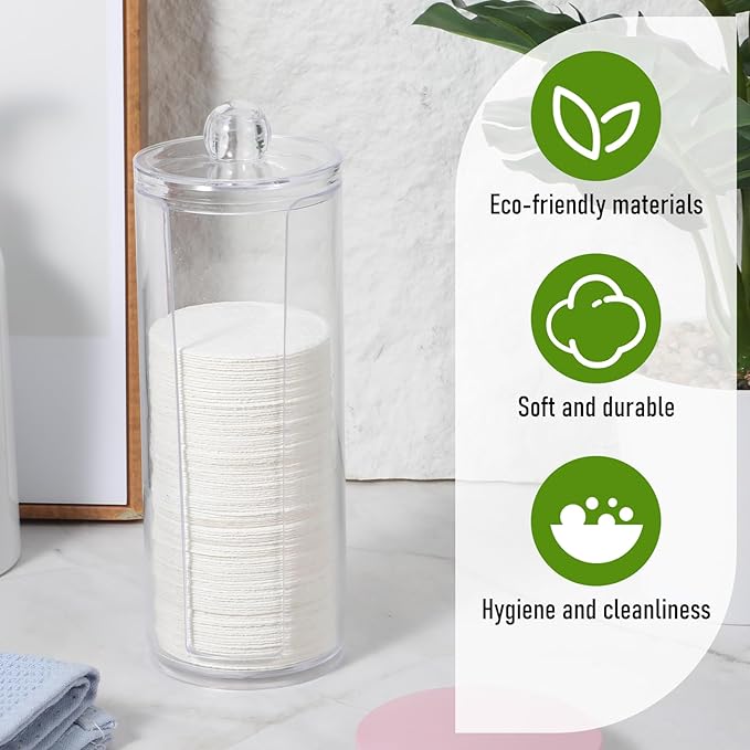 120 Pcs Compressed Facial Sponges with Container, Disposable Round Face Sponge Pads Portable Makeup Removal Wash Sponges for Women Cleansing Makeup Spa (White)