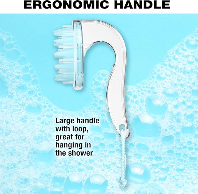 Conair Scalp Massager and Detangling Brush, Ideal for Use on Wet Hair, Clear Light Blue, 1 Count (Pack of 2)