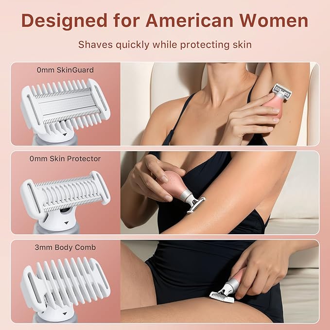 2026 New Bikini Trimmer for Women - Small But Powerful Electric Razors, Intimate Pubic Hair/Lady Facial Painless Removal, USB-C Cordless Body Shaver for Trip, Replaceable Wet/Dry Blade, Gold