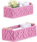 Nonam Macrame Storage Baskets, Boho Decor Style Woven Storage Boxes for Home Organization, Toilet Tank Shelf Cabinet Organizer Baskets,Set of 2,Rectangle,Pink