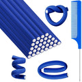 Syhood 30 Pcs 7'' Flexible Curling Rods Twist Foam Hair Rollers Soft Foam No Heat Hair Rods Rollers and 1 Steel Pintail Comb Rat Tail Comb for Women Long Short Hair(Navy Blue,7 x 0.3 Inch)