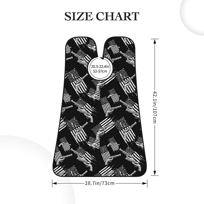 Adjustable Non-Stick Beard Apron, Hair Catcher Cape for Shaving Grooming, Waterproof with Suction Cups Men, Black and White Design American Flag Shave Bib