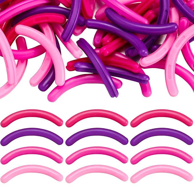 Mudder 80 Pieces Eyelash Curler Refills Eyelash Curler Pads Silicone Rubber Replacement Refills Pads for Universal Eye Lash(Rose Red, Purple, Pink and Dark Rose Red)