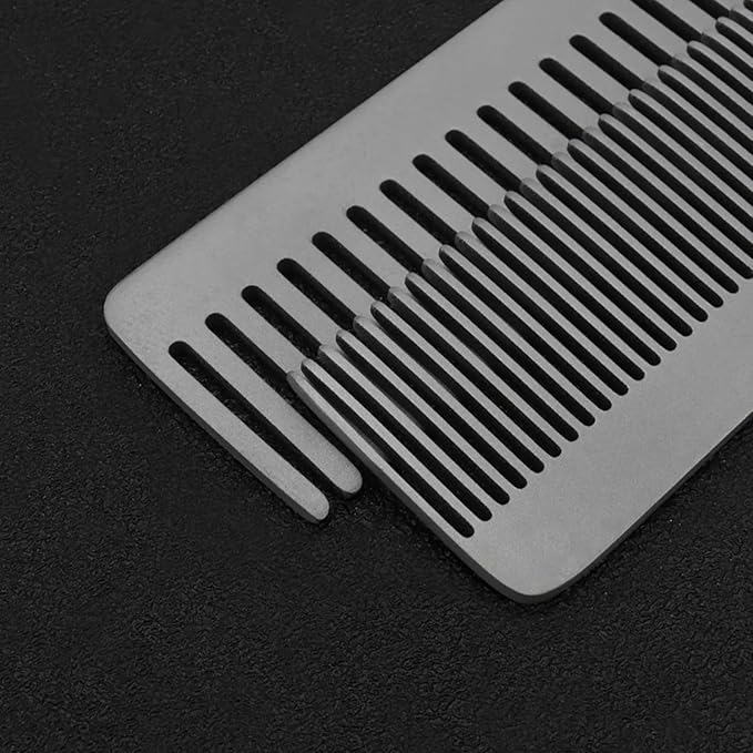 Pure Titanium Hair Comb for Men and Women - Fine Tooth Comb for Curls, Anti-Static Brush with Satin Finish, Compact Pocket Grooming Brush for Travel and Daily Carry