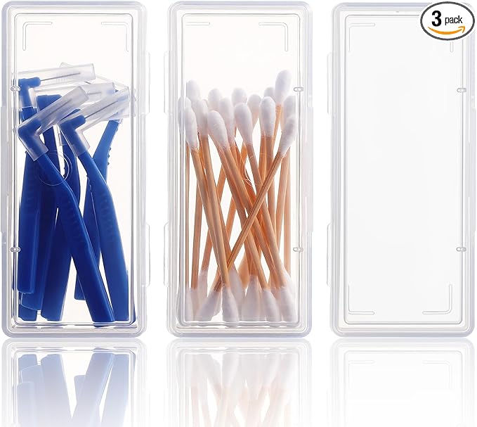 3PCS Floss Pick Holder Cotton Swab Holder Cotton Pad Holders Dental Floss Holders with Lid for Travel Cottons Buds Flosss Small Items