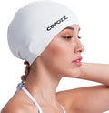 COPOZZ Women‘s Swim Cap for All Hair - Large, Comfortable Silicone Swimming Cap, Waterproof Design for Long, Short, Thick & Curly Hair | Secure & Comfortable Fit