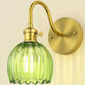 Wall Sconces Lights Lamp for Bedroom Bathroom, Modern Vanity Light Fixtures, Wall Mount Lighting Vintage Tulip Green Glass Shade for Living Room Mirror Hallway Kitchen