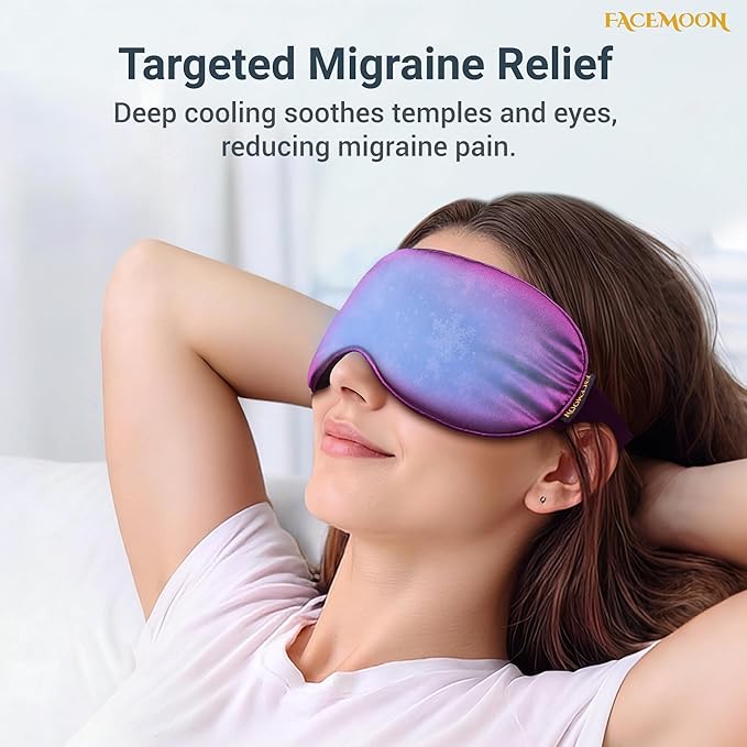 2PCS Cold Eye Mask: Cooling Eye Mask for Puffy Eyes, Headache, Migraines Relief - Cold Compress for Dark Circles, Tired Eyes, After Surgery - Reusable Gel Ice Pack, Weighted Sleep Mask(Black,Purple)