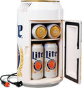 Miller Lite 8 Can Thermoelectric Mini Fridge 5.4 L/ 5.7 Quarts Capacity, 12V DC/110V AC cooler for home, den, dorm, cottage, cabin, beer, beverages, snacks, skincare, cosmetics, medication