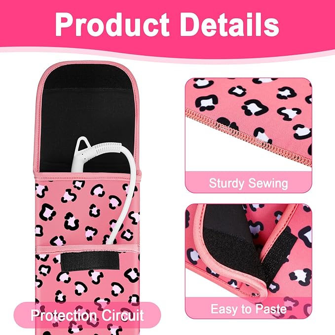 Shappy 2 Pcs Heat Resistant Hair Tools Bag Curling Iron Travel Case Cover Neoprene Flat Iron Holder Travel Case and Silicone Mat Pouch for Hot Hair Tools Storage Organizer(Leopard Style)