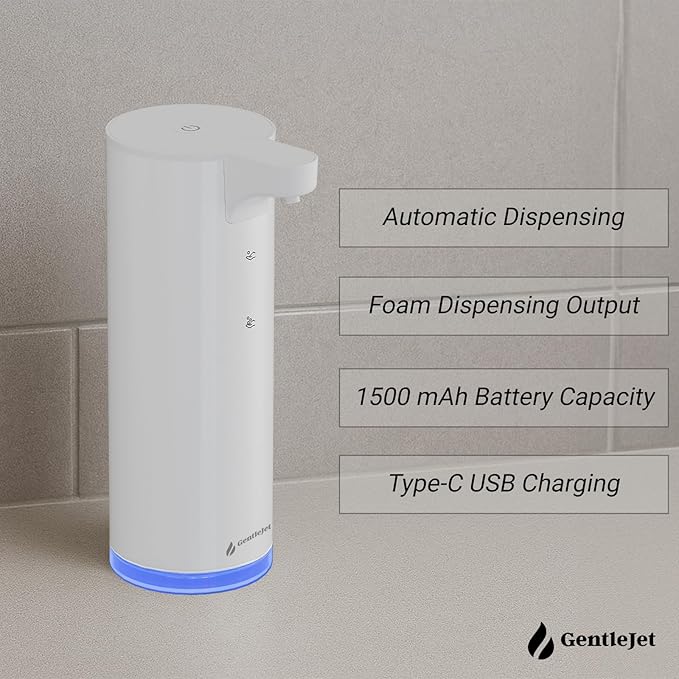 EasyFoam Automatic Foaming Soap Dispenser – Touchless Sensor, USB-C Rechargeable, 304 Stainless Steel, IPX5 Waterproof for Bathroom Kitchen Sink, 280 ml