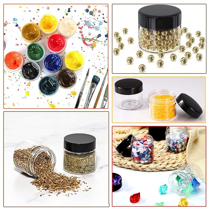 8oz Plastic Jars with Lids 8 oz Plastic Containers with Lids + 20g Sample Containers (Set of 24) Airtight Container for Lip Scrub, Body Butters, Cream, Slime, Craft Storage