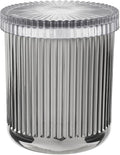 rejomiik Glass Qtip Holder Dispenser, Bathroom Canister Apothecary Jars with Lids, Vanity Makeup Accessories Storage Organizer for Cotton Swabs, Cotton Balls, Pads, Floss Picks, Gray