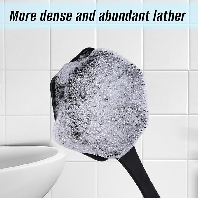 Back Scrubber for Shower - Long Handled Bath Brush, 15" Dual-Sided Silicone Bristles with Massage Beads, Silicone Body Brush for Skin Massage and Body Exfoliator,Non-Slip (2 Pack)