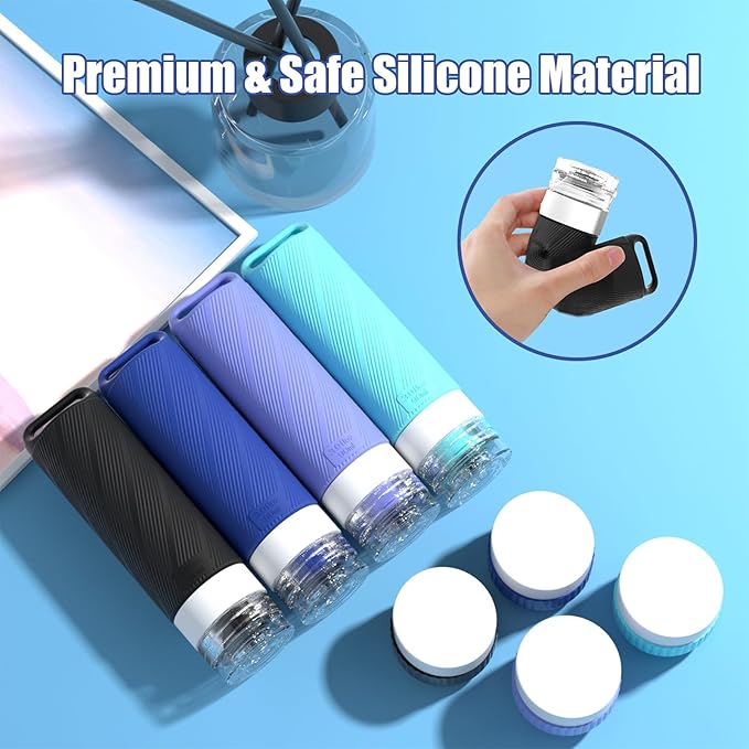 26 Pieces Travel Size Toiletries Bottles Set, Tsa Approved Leakproof Refillable Travel Bottles with Hanging hole design, Silicone Material, Suitable for Shampoo, Conditioner, and Body Lotion