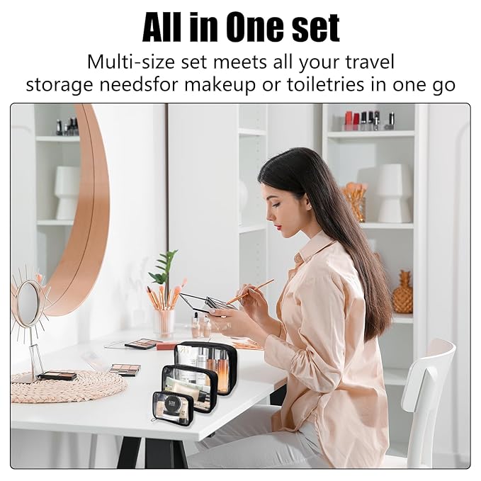 Clear TSA Approved Toiletry Bag - 3-Pack (Large, Small & Mini) Clear Makeup Cosmetic Bag with Zipper, Quart Size Travel Essential Organizer for Women, Car Bag Organizer & Car Organization Essentials