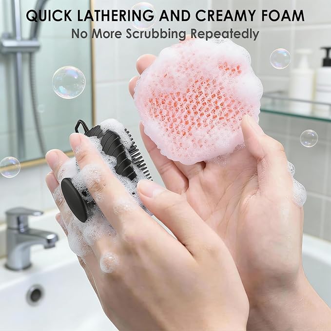 Face Scrubber & African Net, Silicone Exfoliating Brush for Men, Facial Cleansing Brush, Manual Waterproof Cleansing Skin Care, Blackhead Removing Pore Cleansing Massaging Face Brushes - Grey