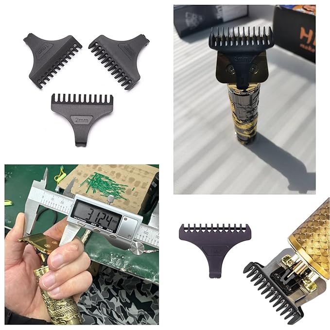 8 Pack Hair Clipper Limit Comb Guide 1MM 2MM 3MM Guides Set with Protection Guard Cover for Vintage T9 Height 31mm 32mm T-Blade Electric Trimmer Cordless Shaver Outliner Edger Detailer
